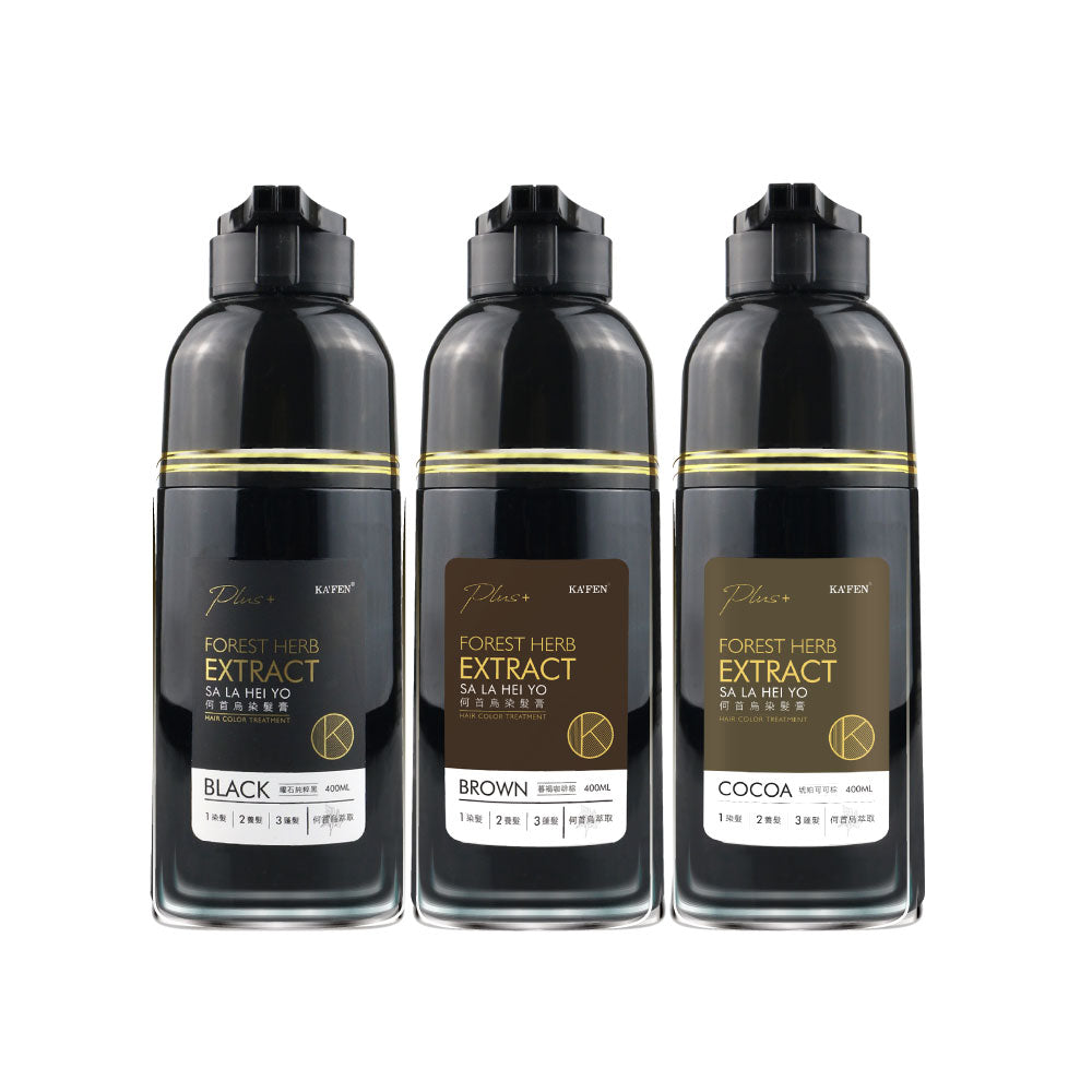 【PLUS+配方新升级】 KAFEN Sa La Hei Yo Hair Color Shampoo 400ml (Black/Brown) 何首乌染护洗发精