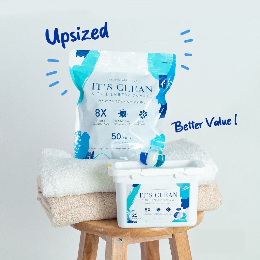 IT'S CLEAN 3 In 1 Laundry Capsule 50pods/bag (Detergent Pod)