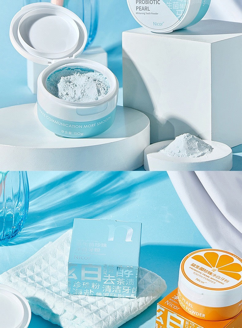 Nicor Probiotic pearl Whitening tooth powder 50g 益生菌牙粉 美白酵素珍珠淨白牙粉 清新炫白去牙黄 牙齿亮白 Anti-Bacterial Remove Tooth Stains