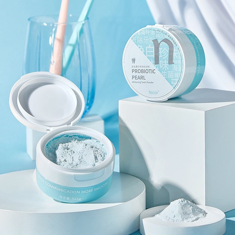 Nicor Probiotic pearl Whitening tooth powder 50g 益生菌牙粉 美白酵素珍珠淨白牙粉 清新炫白去牙黄 牙齿亮白 Anti-Bacterial Remove Tooth Stains